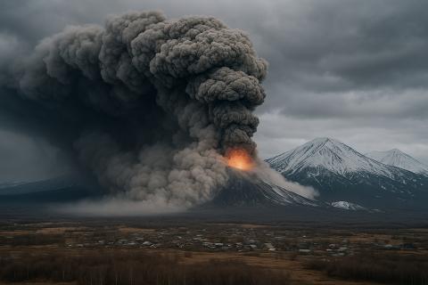 Пепел из вулкана Безымянный достиг Усть-Камчатска — МЧС