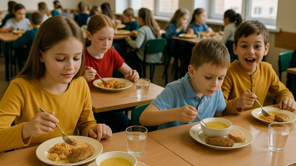 дети в столовой