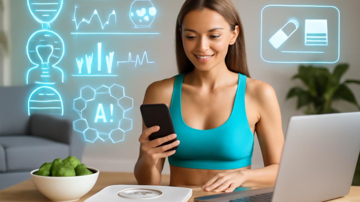 Девушка отслеживает похудение с  помощью ии Девушка отслеживает похудение с  помощью ии