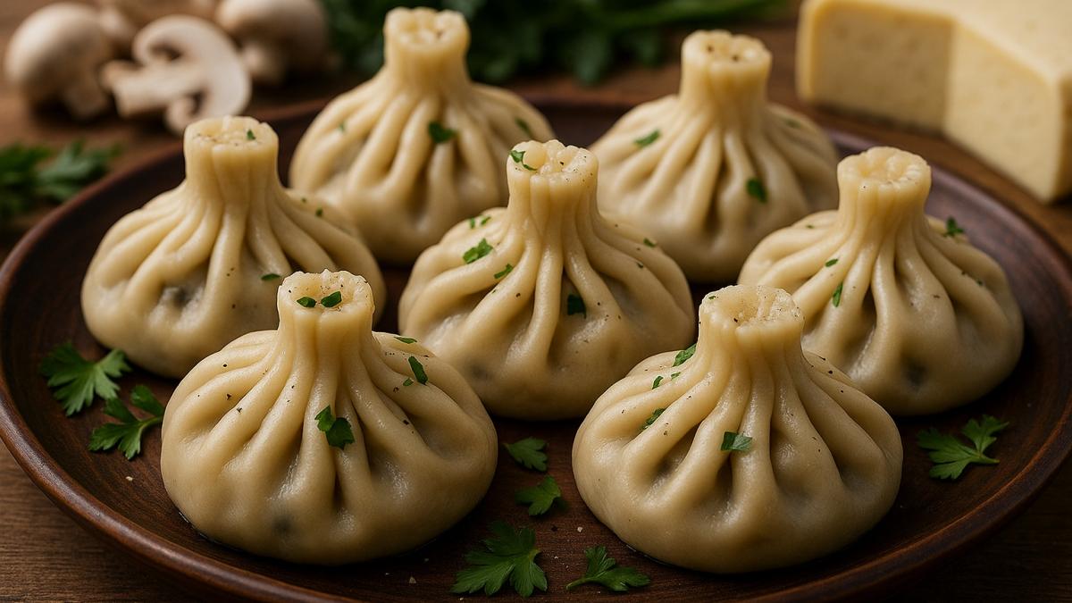 Хинкали с грибами и сыром
