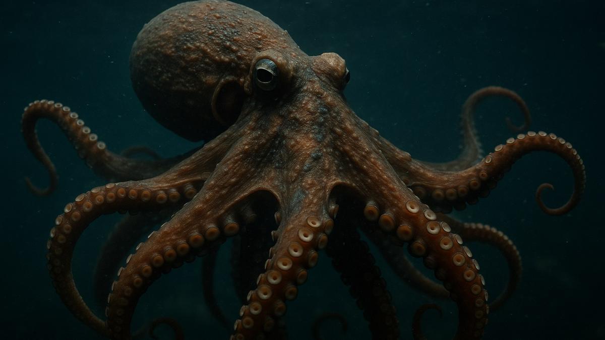 Осьминог в тёмной воде