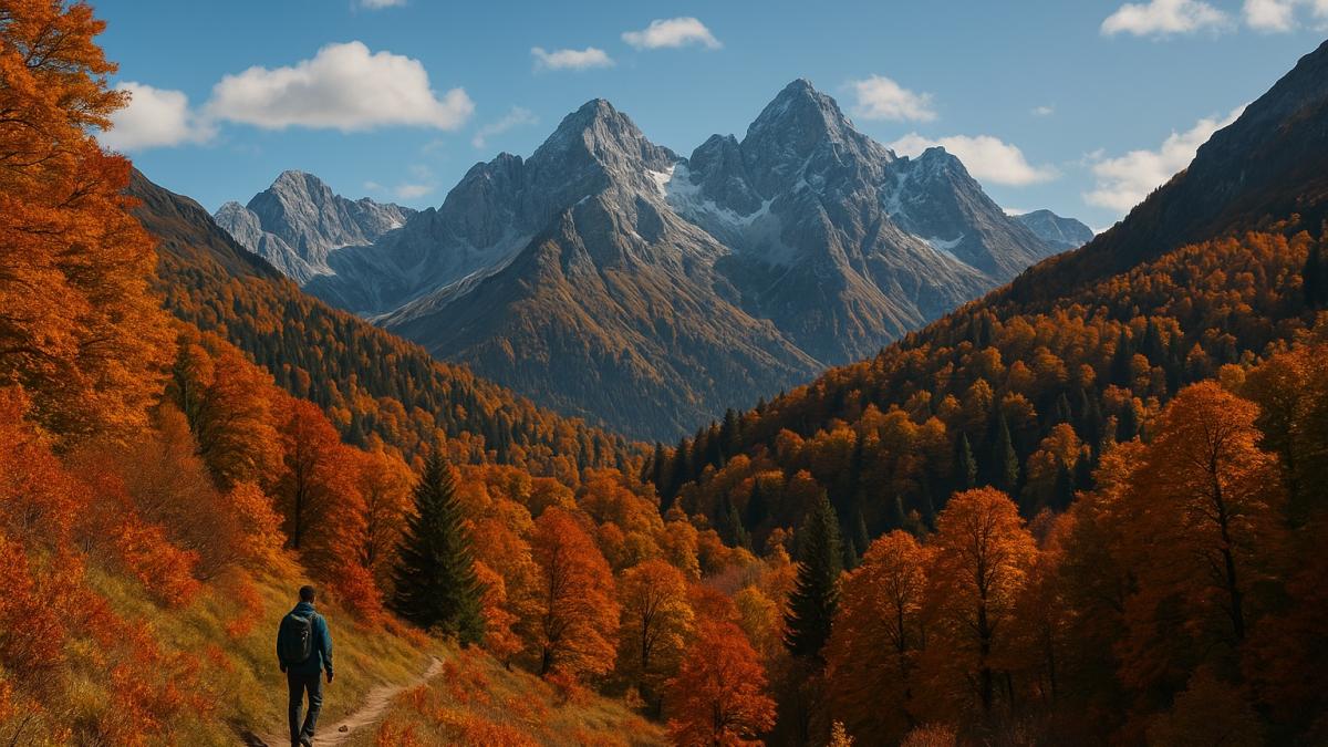 Осенние горы и путь к вершине Осенние горы и путь к вершине