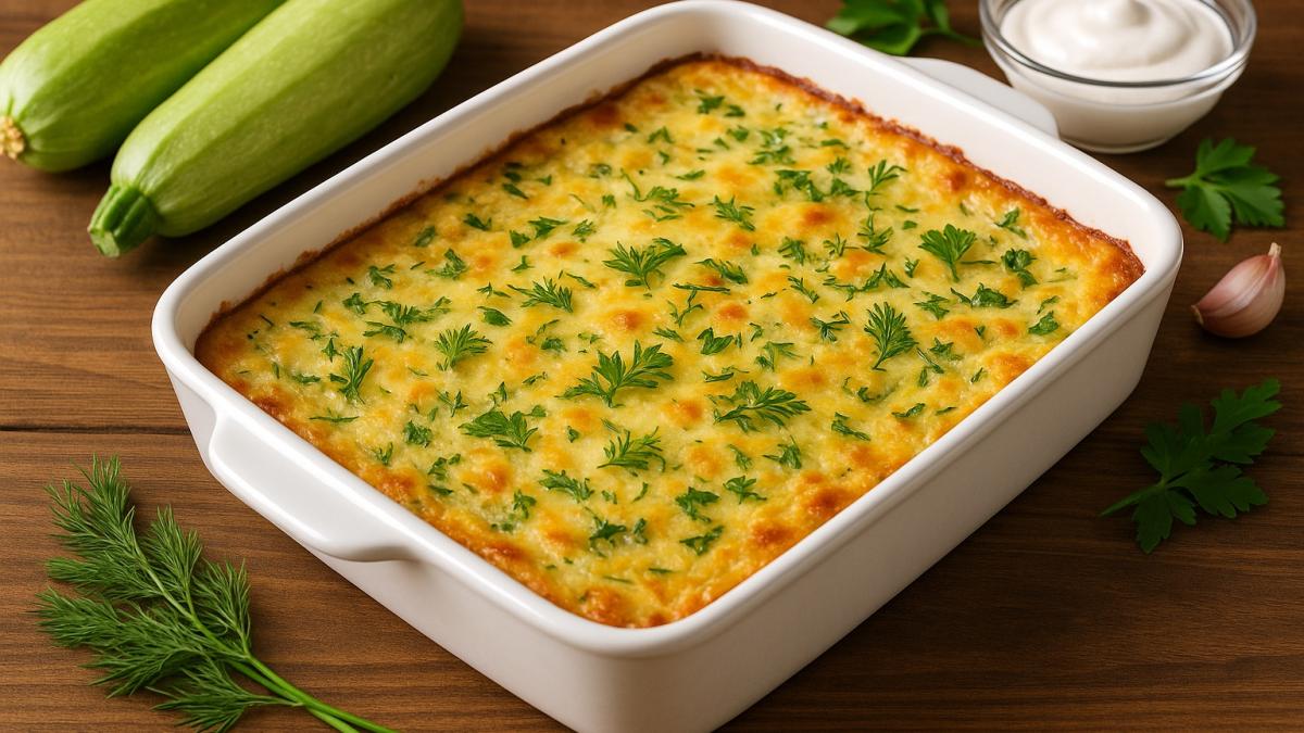 Запеканка из кабачков с сыром и зеленью Запеканка из кабачков с сыром и зеленью