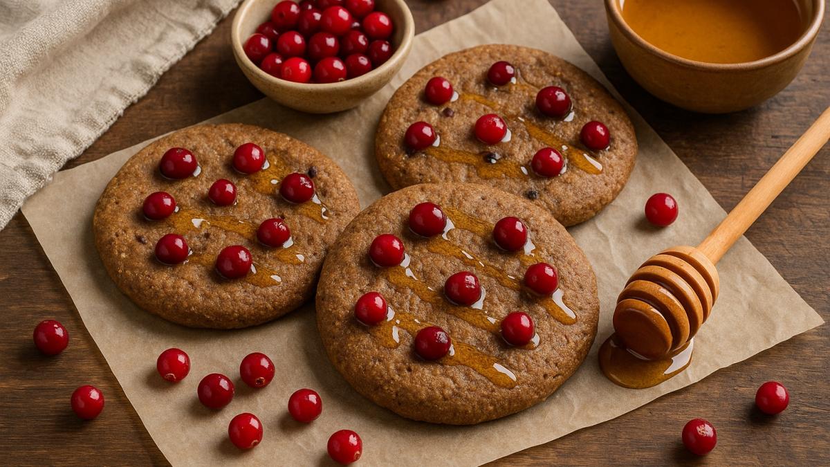Ржаные лепёшки с клюквой и мёдом тундры