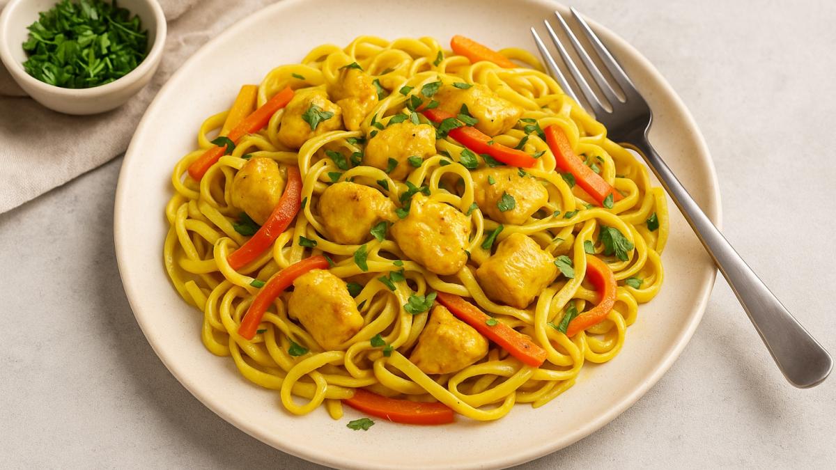 Лапша с курицей карри