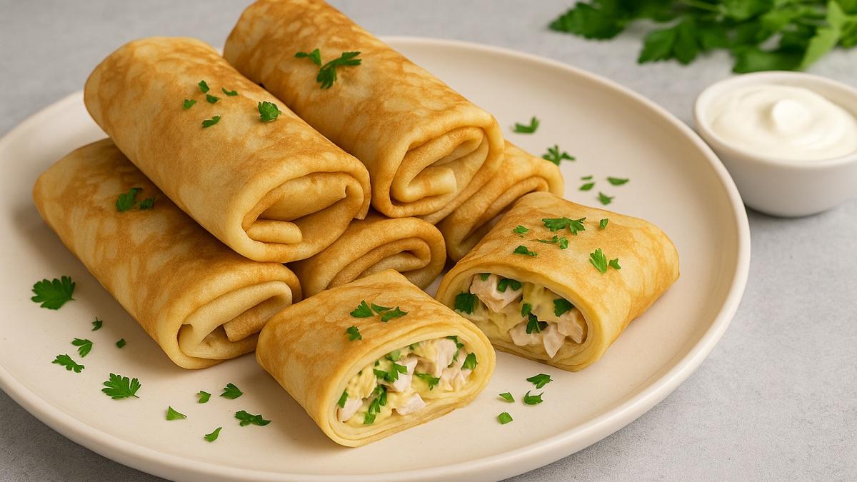 Блины с курицей и сыром