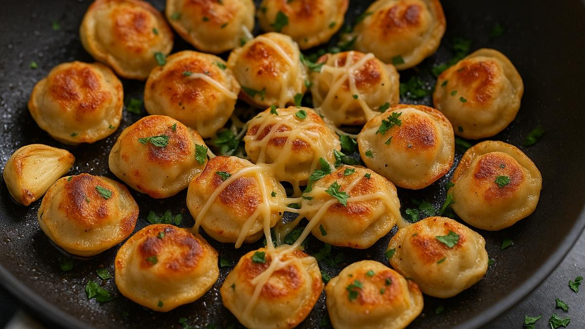 Жареные пельмени с сыром