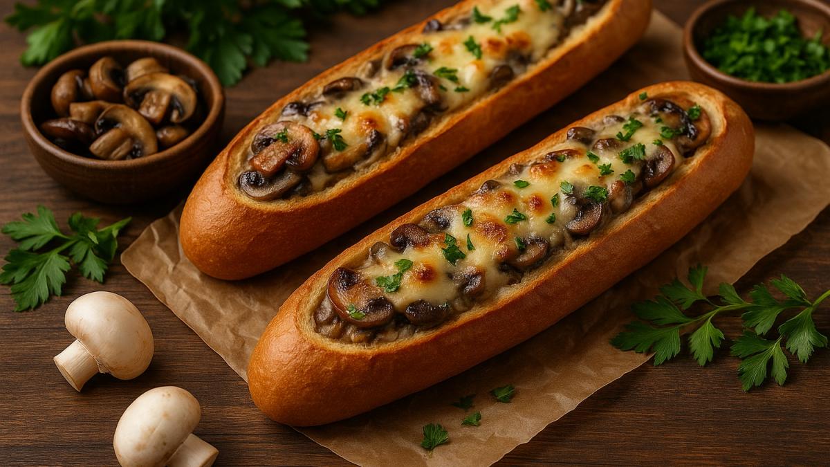 Грибной жюльен в багете Грибной жюльен в багете