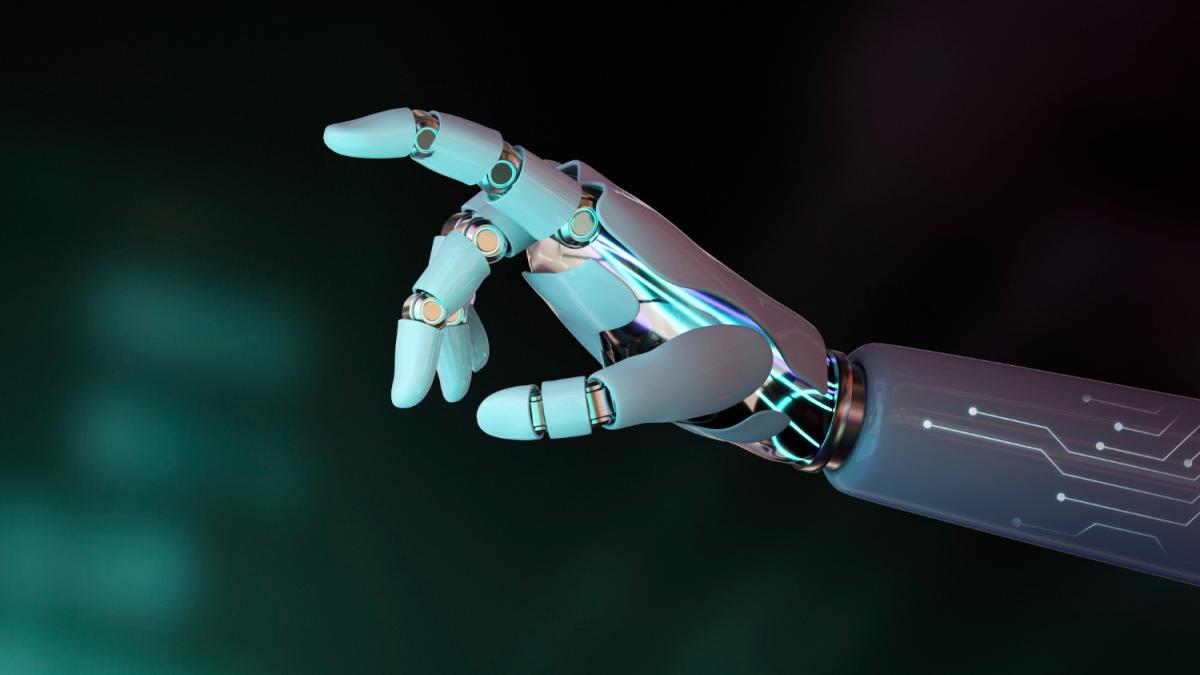 Рука робота, указывающая пальцем