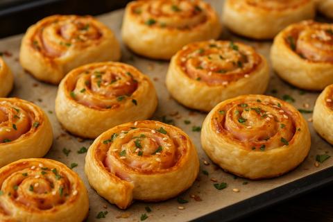 Врачи напоминают: слоёные рулетики с ветчиной и сыром вкусны, но их лучше сочетать с овощами