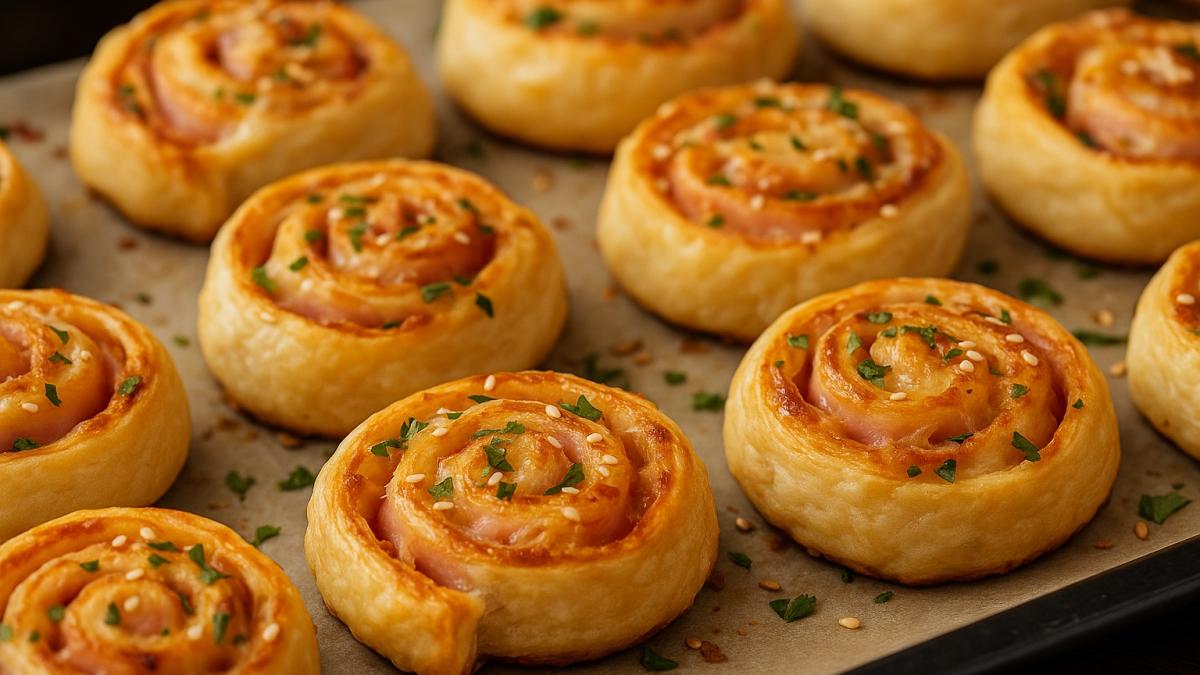 Слоёные рулетики с ветчиной и сыром