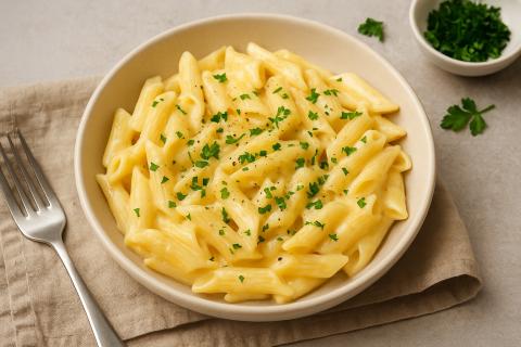 Кулинары советуют готовить макароны с сырным соусом и зеленью как полноценный ужин