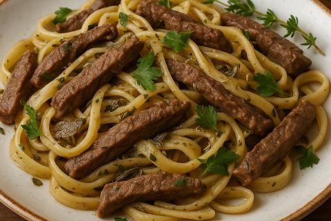 Рецепт лапши с говядиной и сушёными травами — аромат Сибири в домашнем блюде