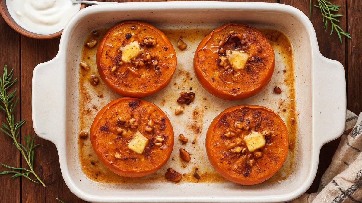 Запечённая хурма с мёдом и корицей