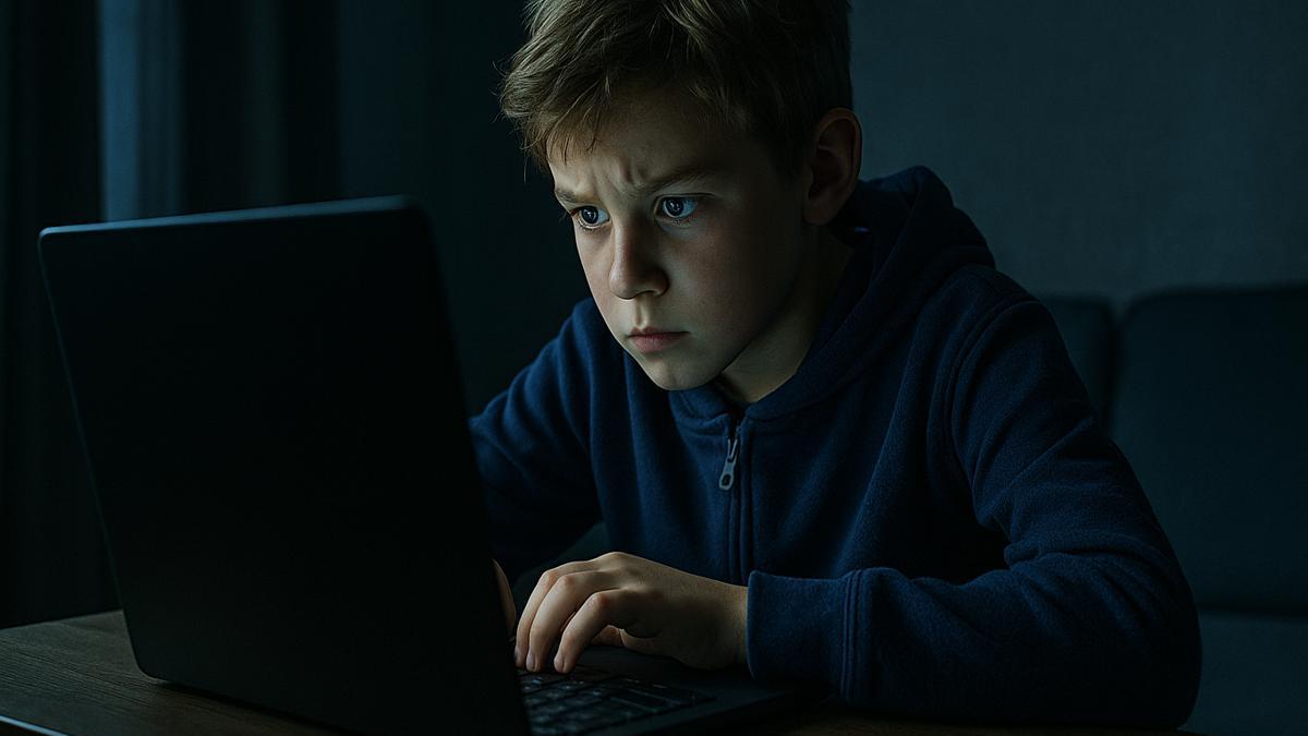 Ребёнок за компьютером в сети
