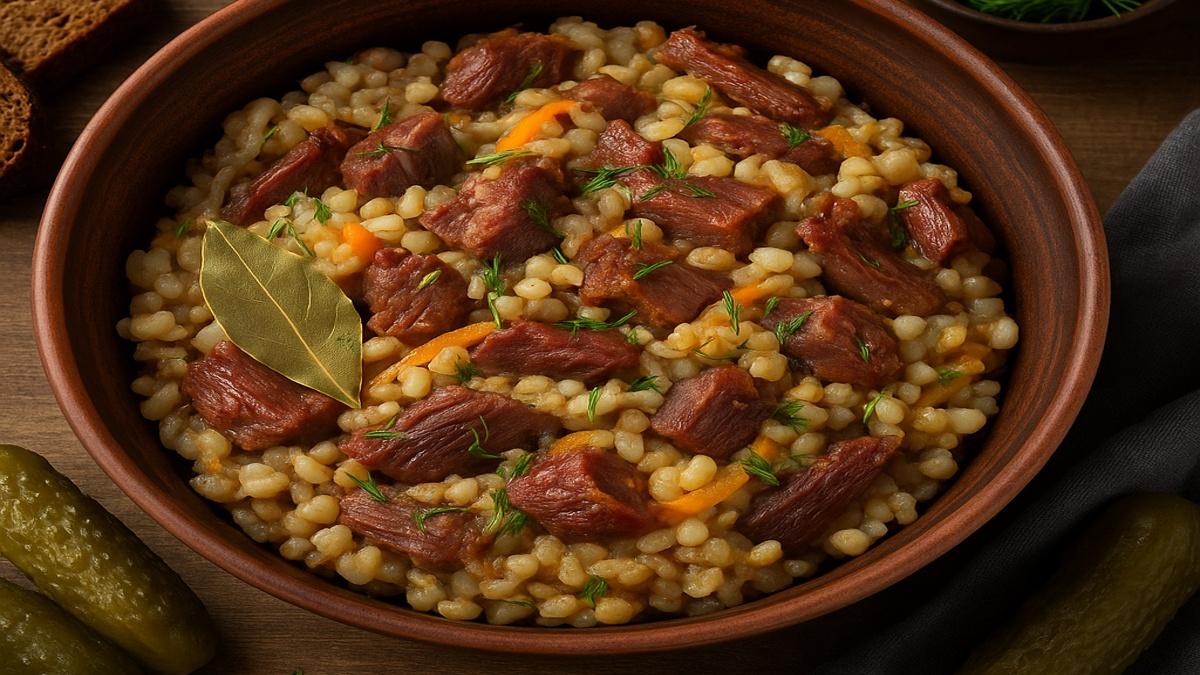 Перловая каша с копчёной олениной