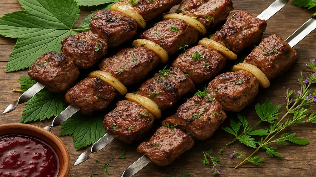 Шашлык из ягнёнка с настоем смородинового листа Шашлык из ягнёнка с настоем смородинового листа