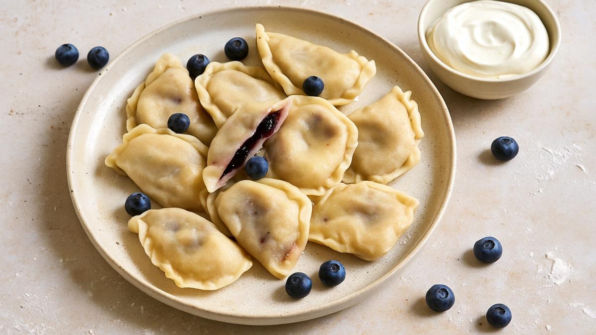 Вареники с северной ягодой и сметаной Вареники с северной ягодой и сметаной