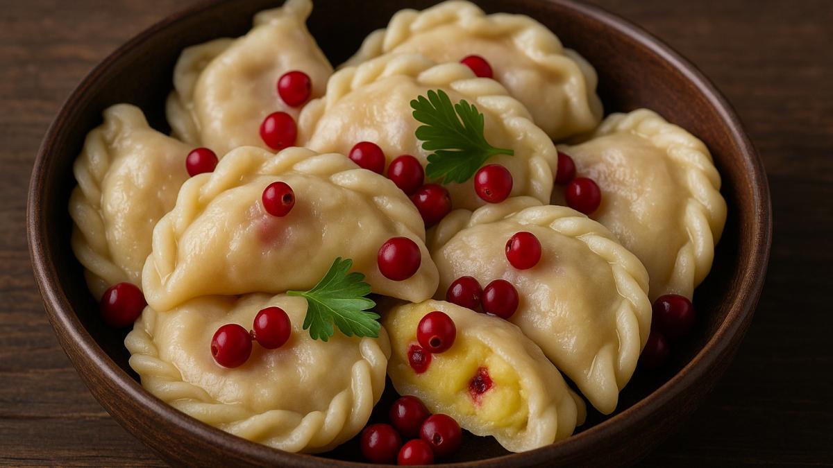 Вареники с картошкой и брусникой Вареники с картошкой и брусникой
