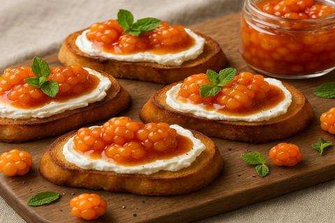 Как приготовить брускетты с морошкой и сыром — рецепт северной кухни на конец лета