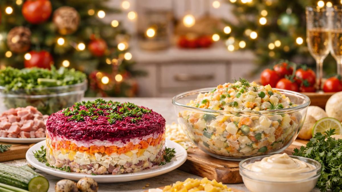 Селёдка под шубой на праздничном столе