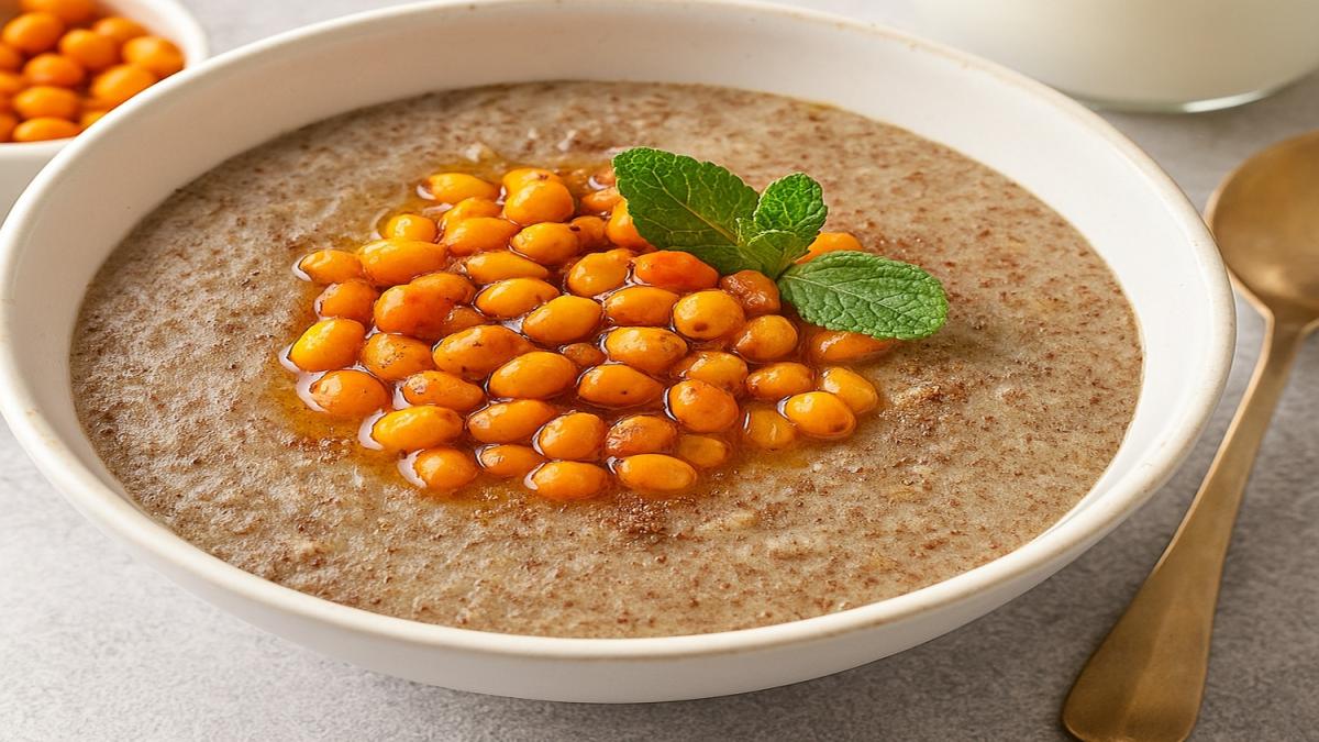 Льняная каша с облепихой и молоком Льняная каша с облепихой и молоком