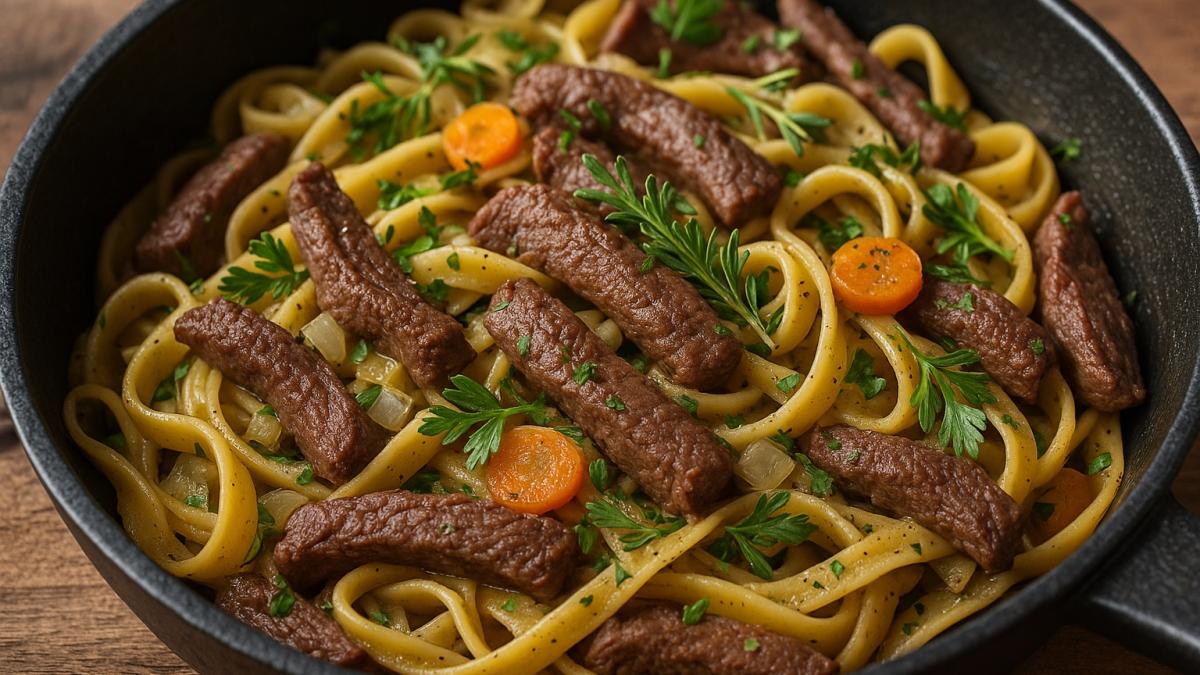 Лапша с мясом оленя и пряными травами Лапша с мясом оленя и пряными травами