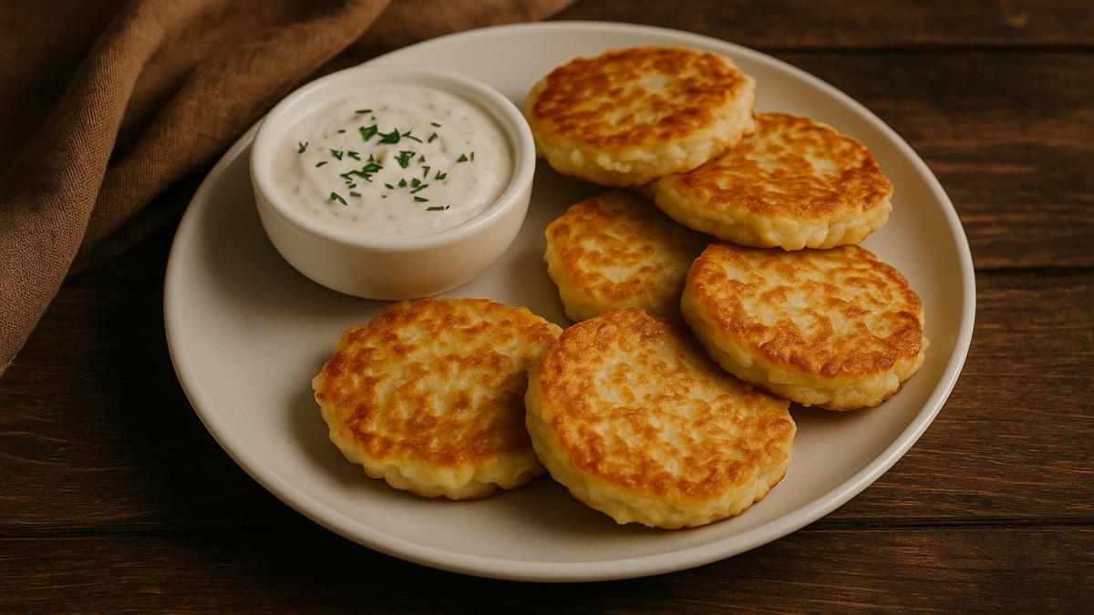 Капустные оладьи с чесночным соусом