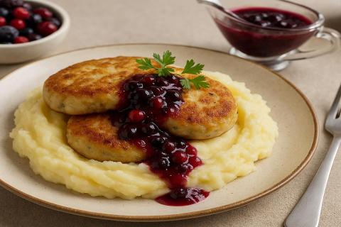 Северный рецепт: рыбные котлеты с картофелем и кисло-сладким ягодным соусом
