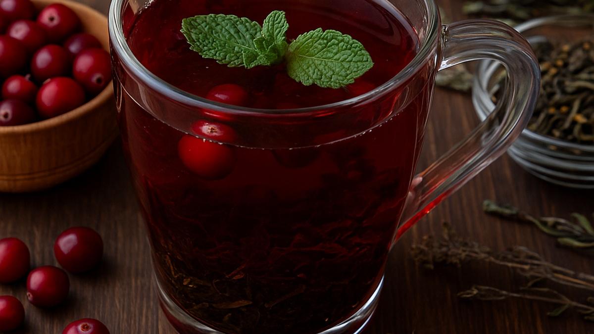 Морс из клюквы с добавлением иван-чая