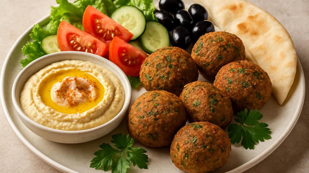Фалафель с хумусом по-гречески