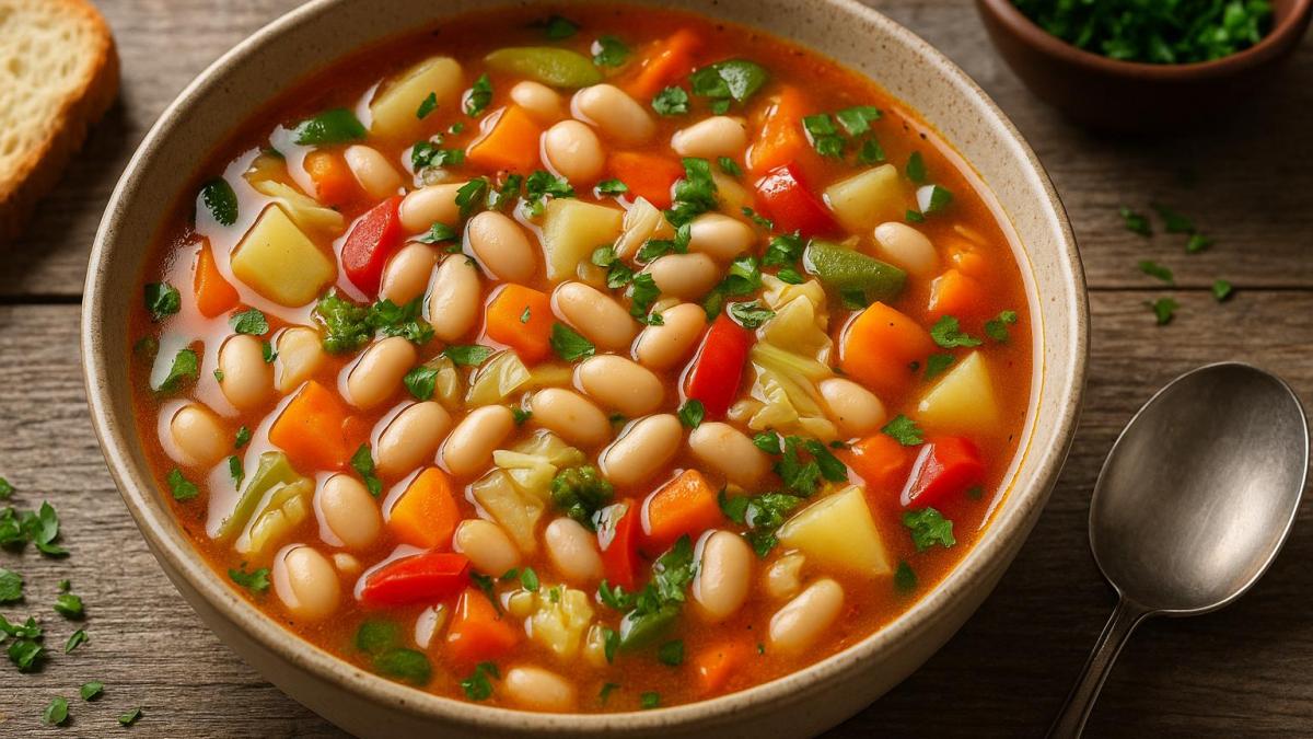 Быстрый суп с фасолью и овощами