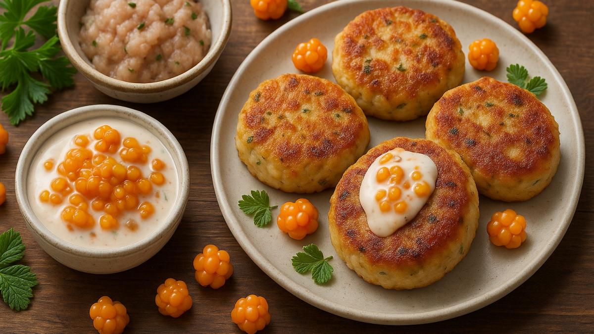 Хрустящие рыбные лепёшки с морошкой