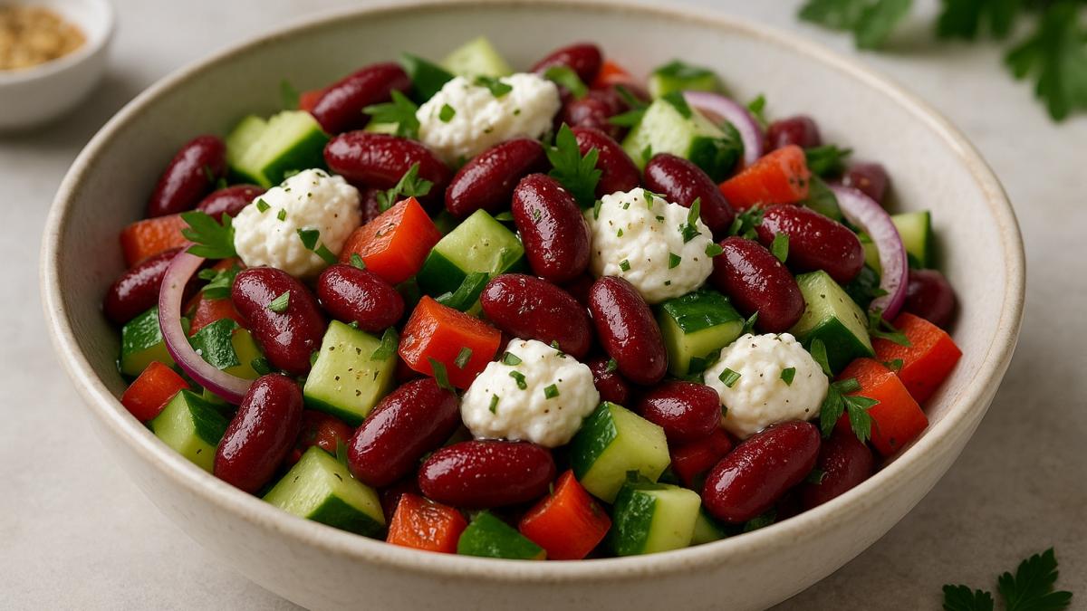 Салат из красной фасоли с творожным сыром Салат из красной фасоли с творожным сыром