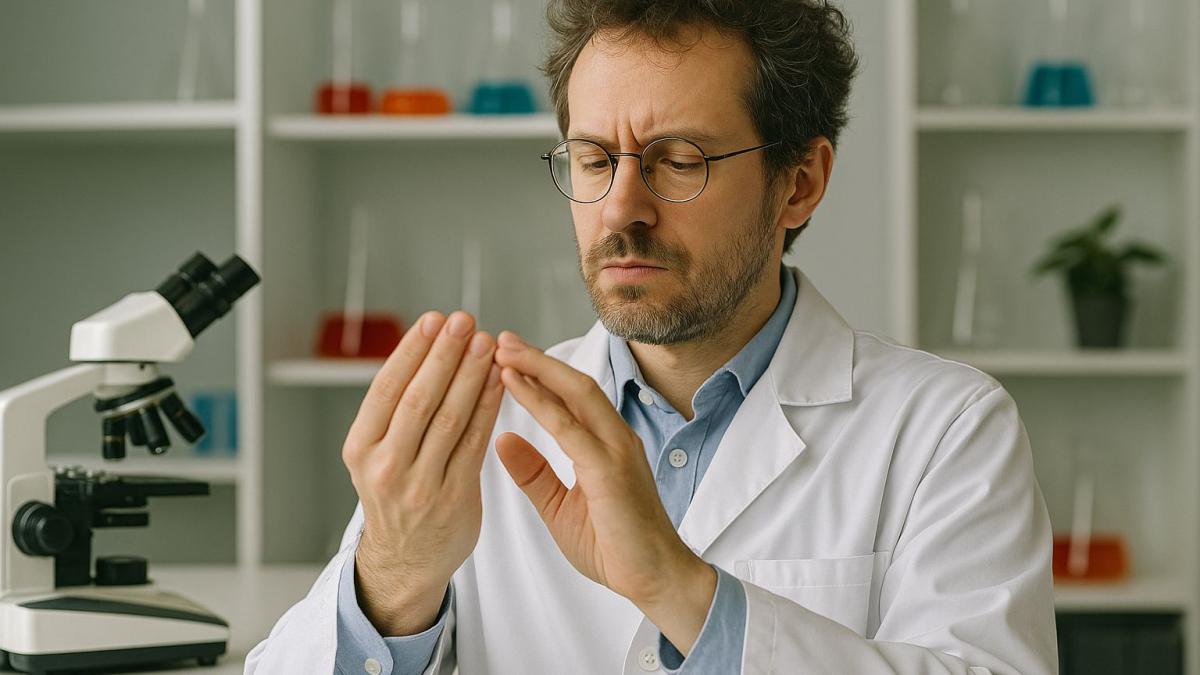 Учёный изучает ногти