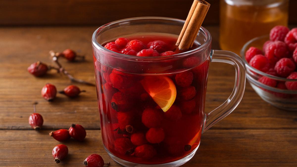 Напиток из шиповника и малины