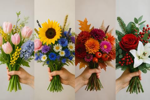 Сезонные букеты: весна, лето, осень, зима