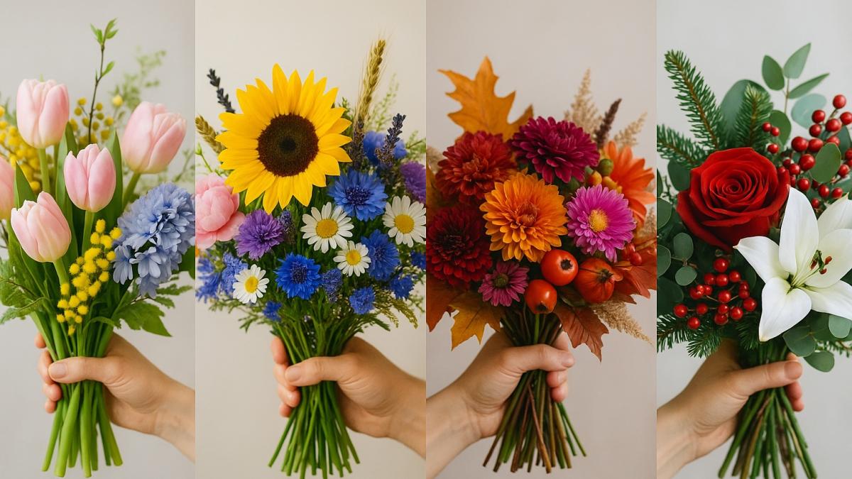 Сезонные букеты: весна, лето, осень, зима
