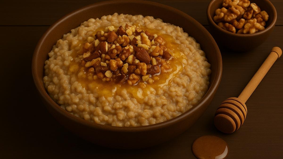 Каша из полбы с мёдом и орехами Каша из полбы с мёдом и орехами
