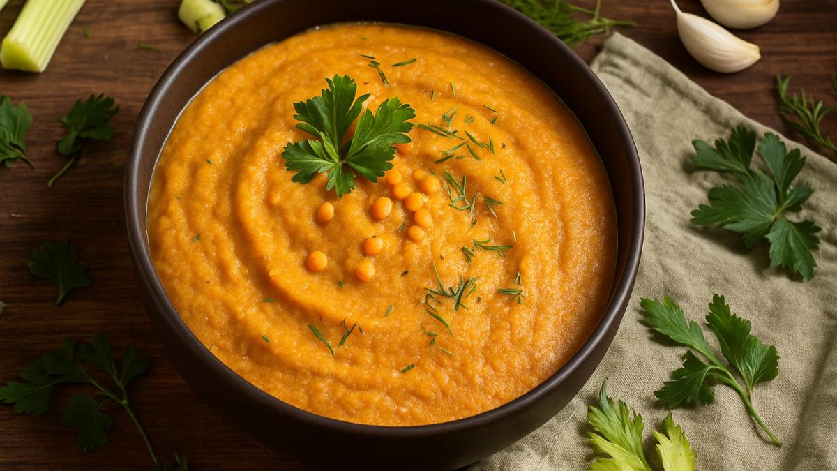 Пюре из красной чечевицы и сельдерея