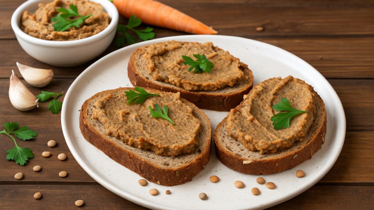 Чечевичный паштет на хлебе