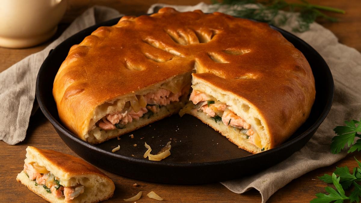 Пирог с горбушей и луком