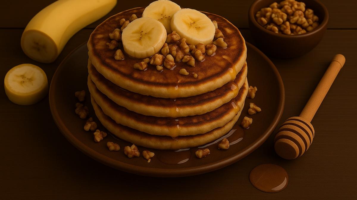 Банановые панкейки с ореховой крошкой