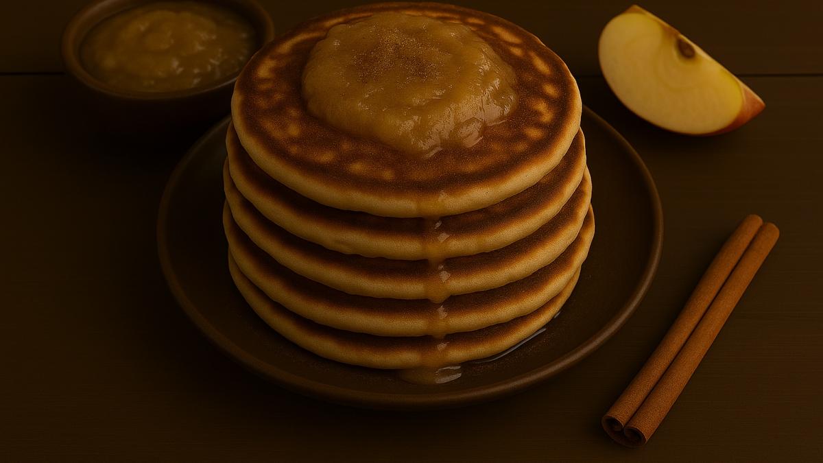 Панкейки с яблочным пюре и корицей