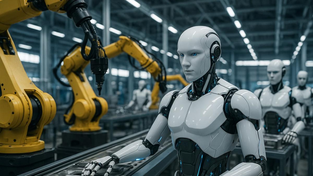 Гуманоидные роботы на фабрике
