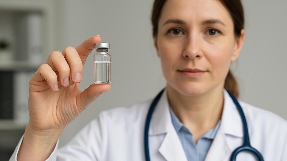 Врач держит вакцину