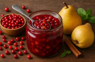 Брусничный джем готовят с ламинарией, чиа и цитрусовыми