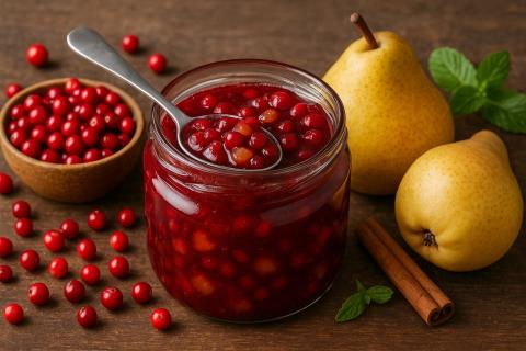 Брусничный джем готовят с ламинарией, чиа и цитрусовыми