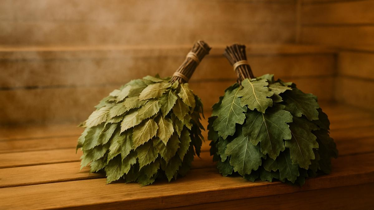 Березовый и дубовый веник в бане