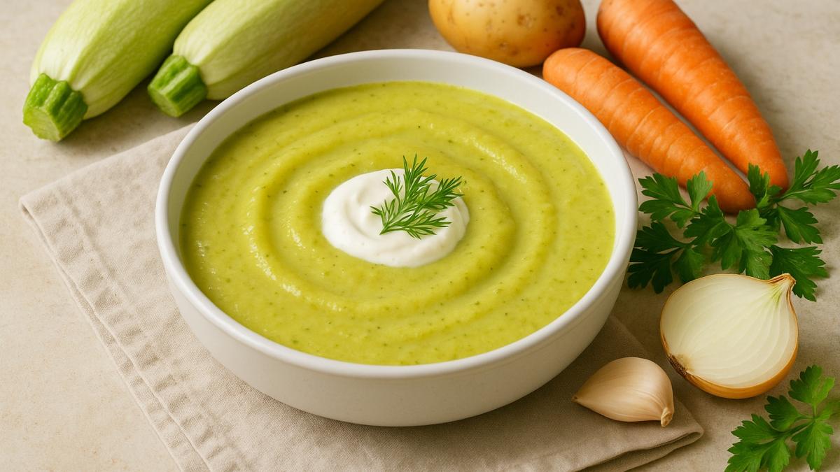Лёгкий овощной суп-пюре с кабачком